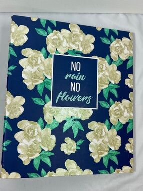 No Pain, No Flowers Three Ring Paper Binder with Glittered Floral Design